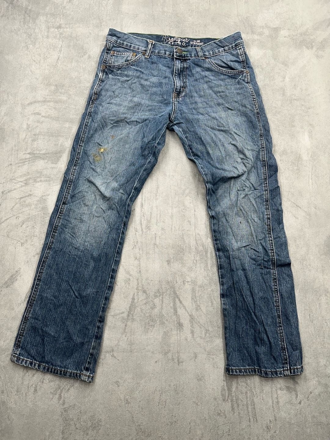 Wrangler Retro Slim Straight Blue Denim Jeans Men’s