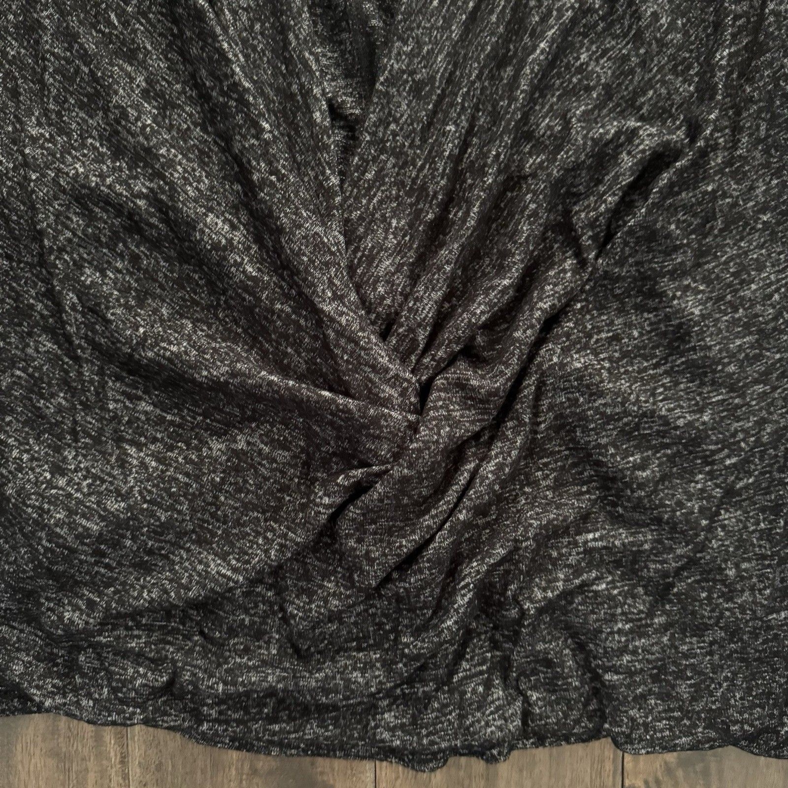 Express Black Heathered Active Open Back Ruched Top S NWT