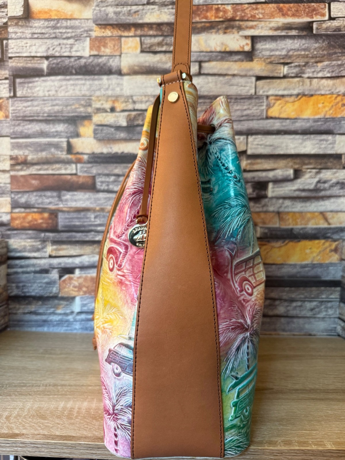 Brahmin Celebrate Copa Cabana Marlowe, Multi-Colored blue, yellow, pink, etc