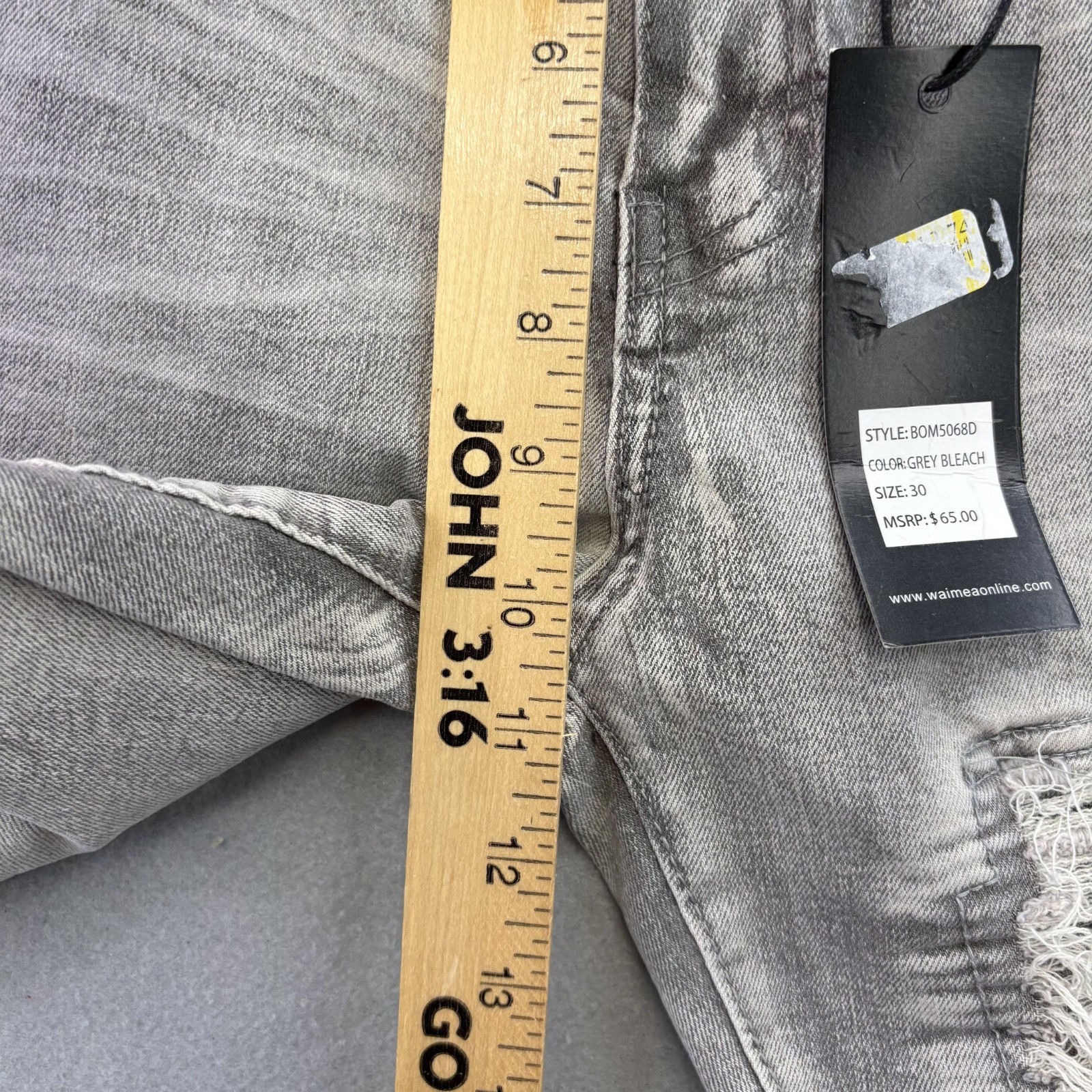WAIMEA Denim Jeans Mens Size 30 Gray Skinny Fit Distressed Moto NWT