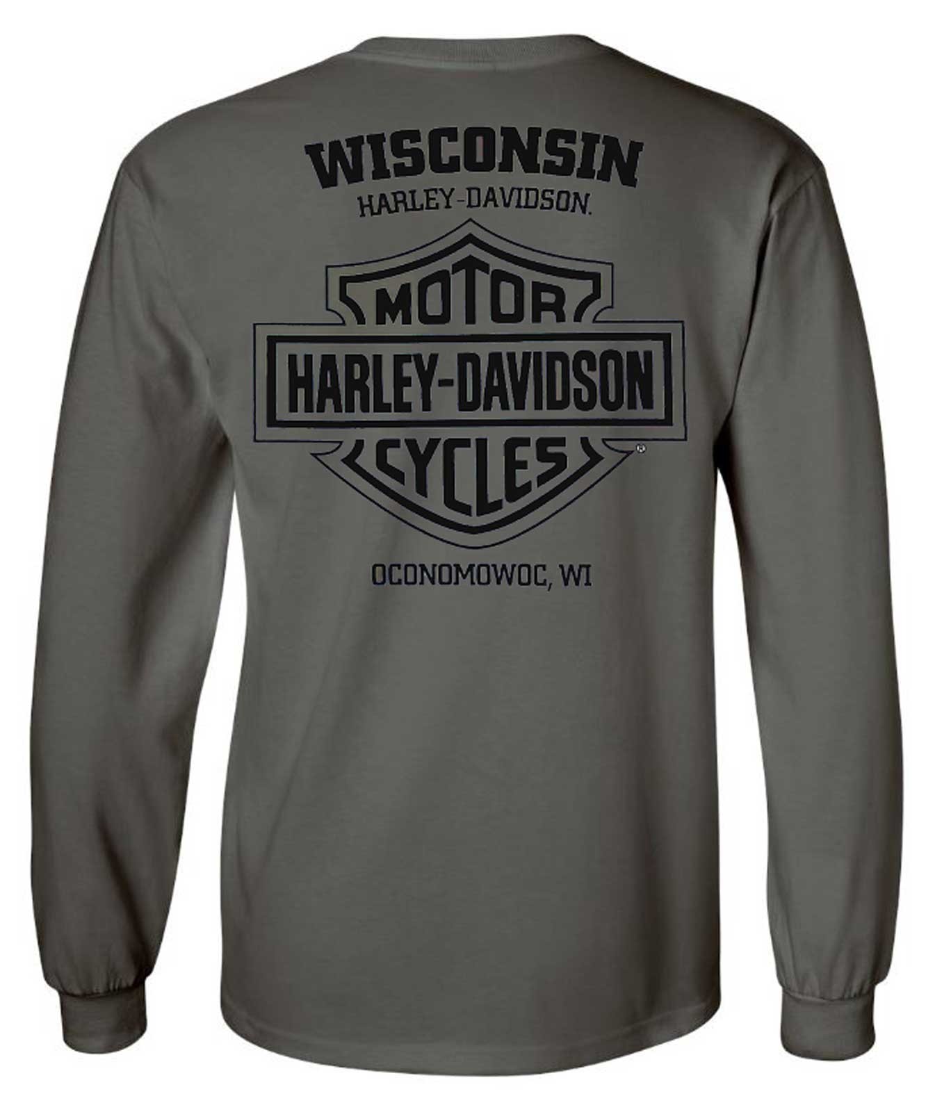 Harley-Davidson Men’s T-Shirt Heritage H-D Long Sleeve Charcoal Tee 30296639