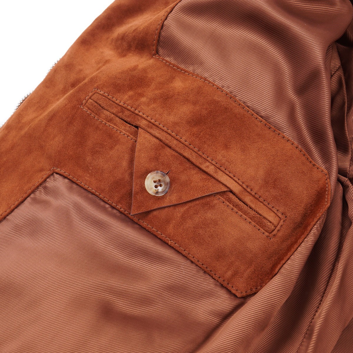 Brett Johnson Rich Brown Quilted Calf Suede Leather Bomber Jacket L (Eu 52) NWT