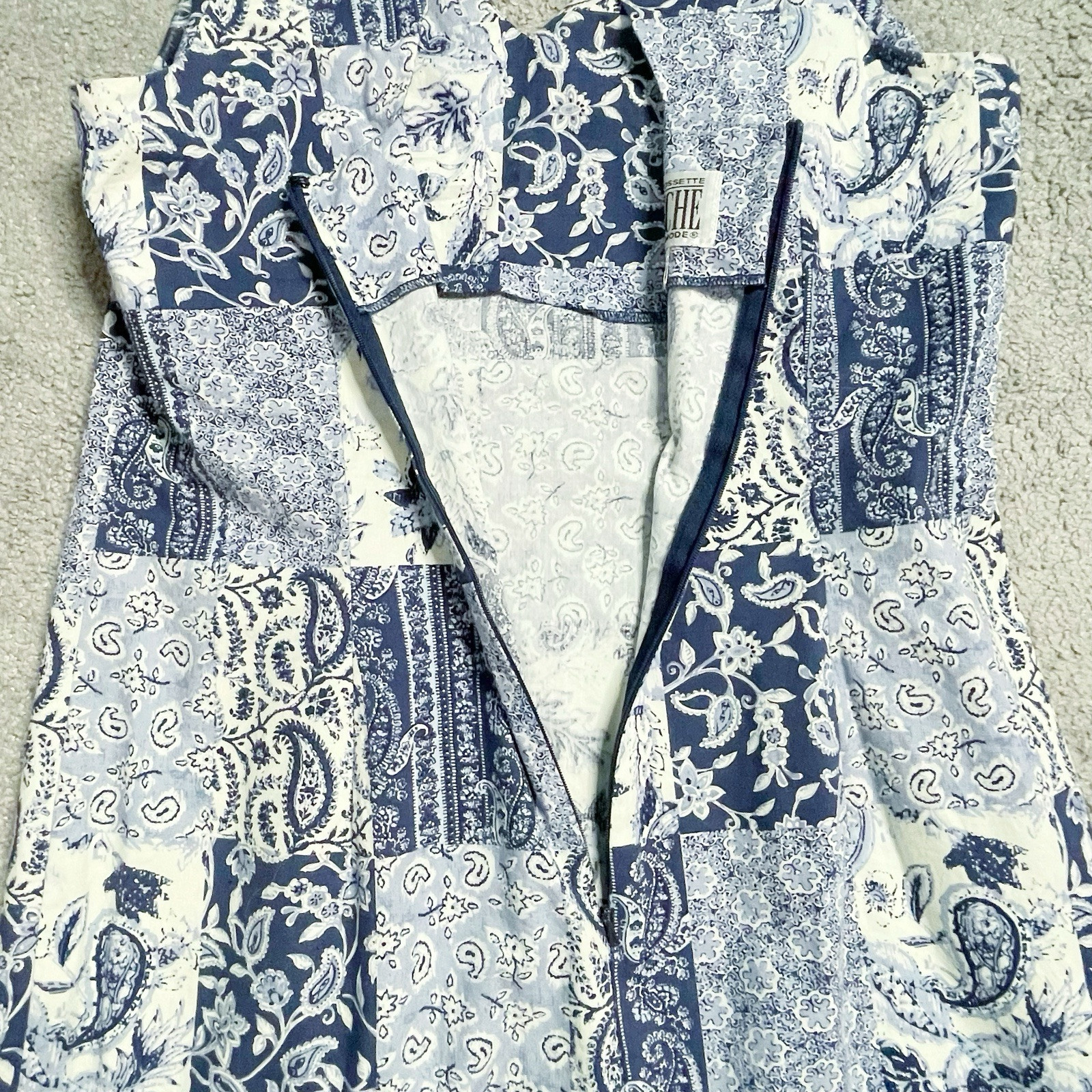 YVES COSSETTE DEPECHE MODE WOMEN SIZE 10 BLUE PATCHWORK DRESS 90’s