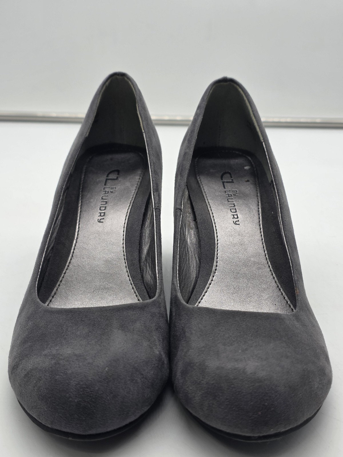 CL By Laundry Shoes Womens Size 9 Gray Nima Suede Wedge Round Toe Pump Heels