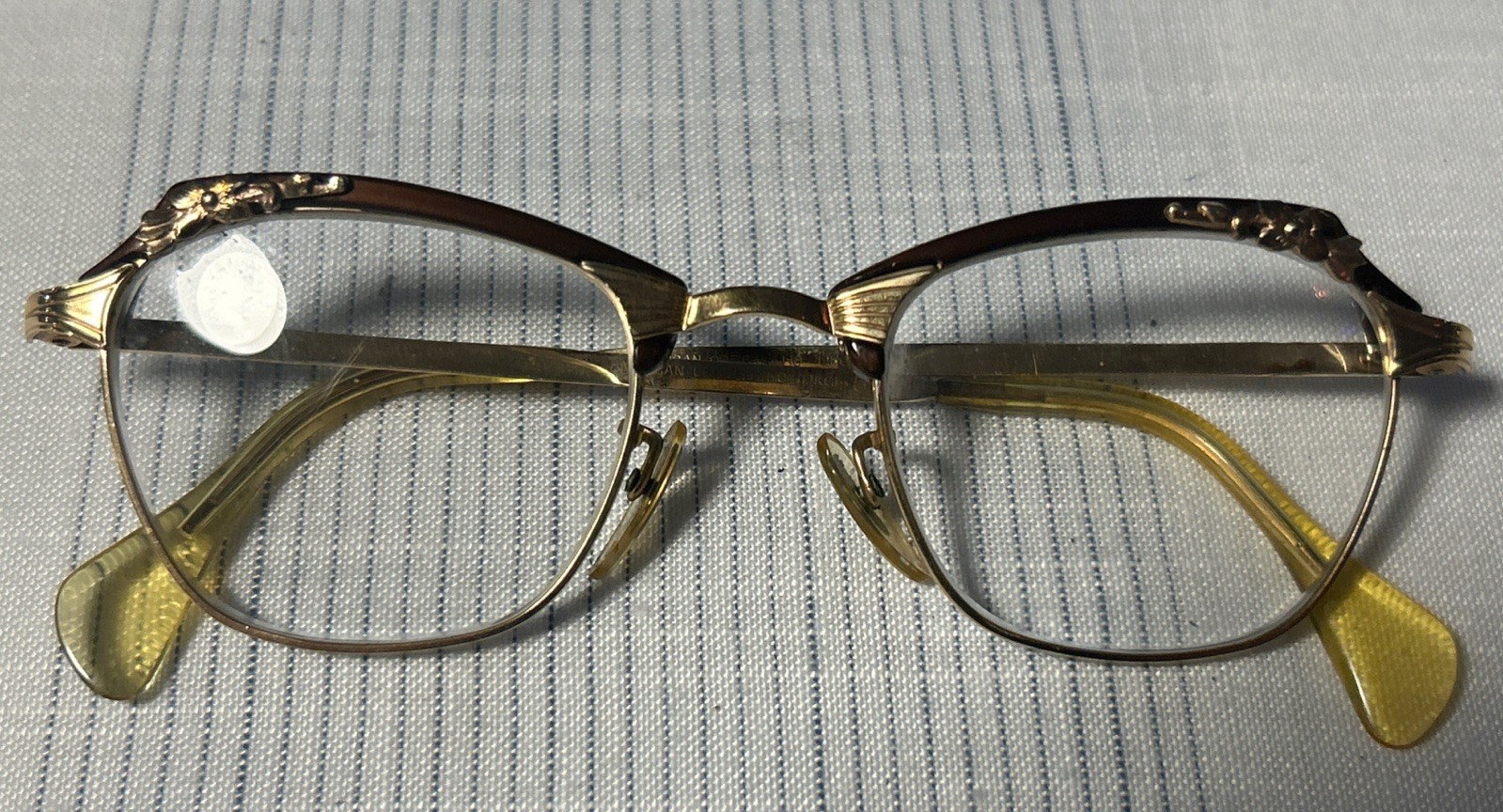 Vintage American Optical 1-10 12KGF 5-1/4 Horn Rim Glasses Made in USA