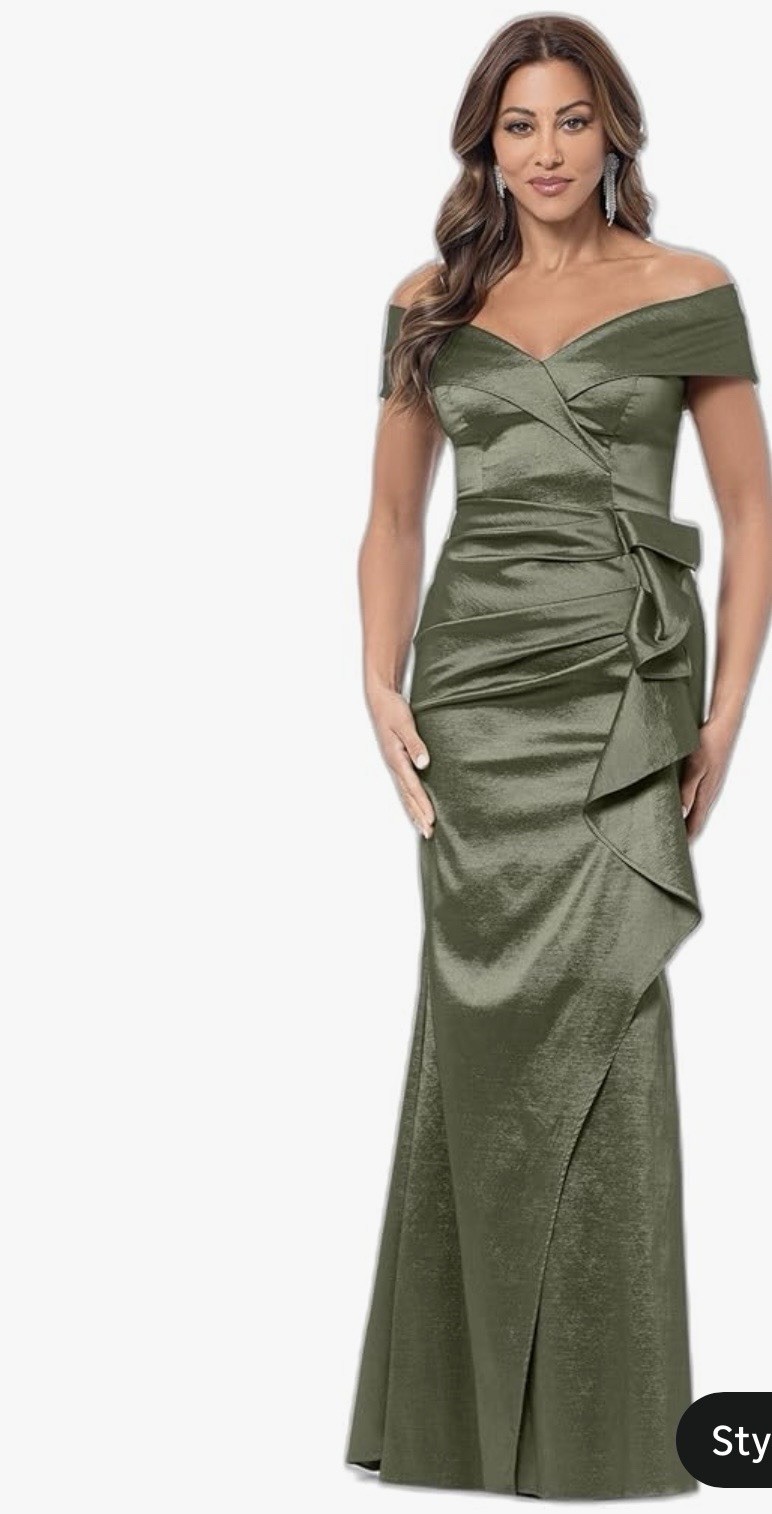Xscape Women’s Taffeta Off The Shoulder Sweetheart Neckline Ruffle Dress Size 12