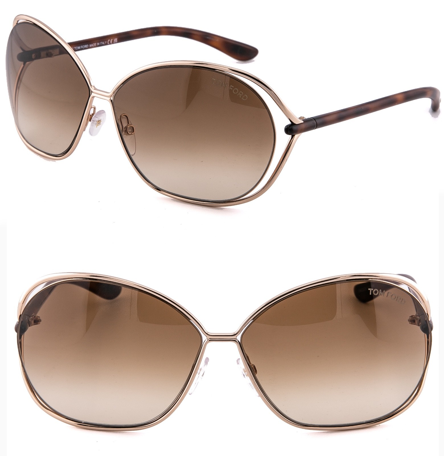 TOM FORD CARLA TF0157 28F Brown Gold Metal Sunglass Authentic 0157 FT0157