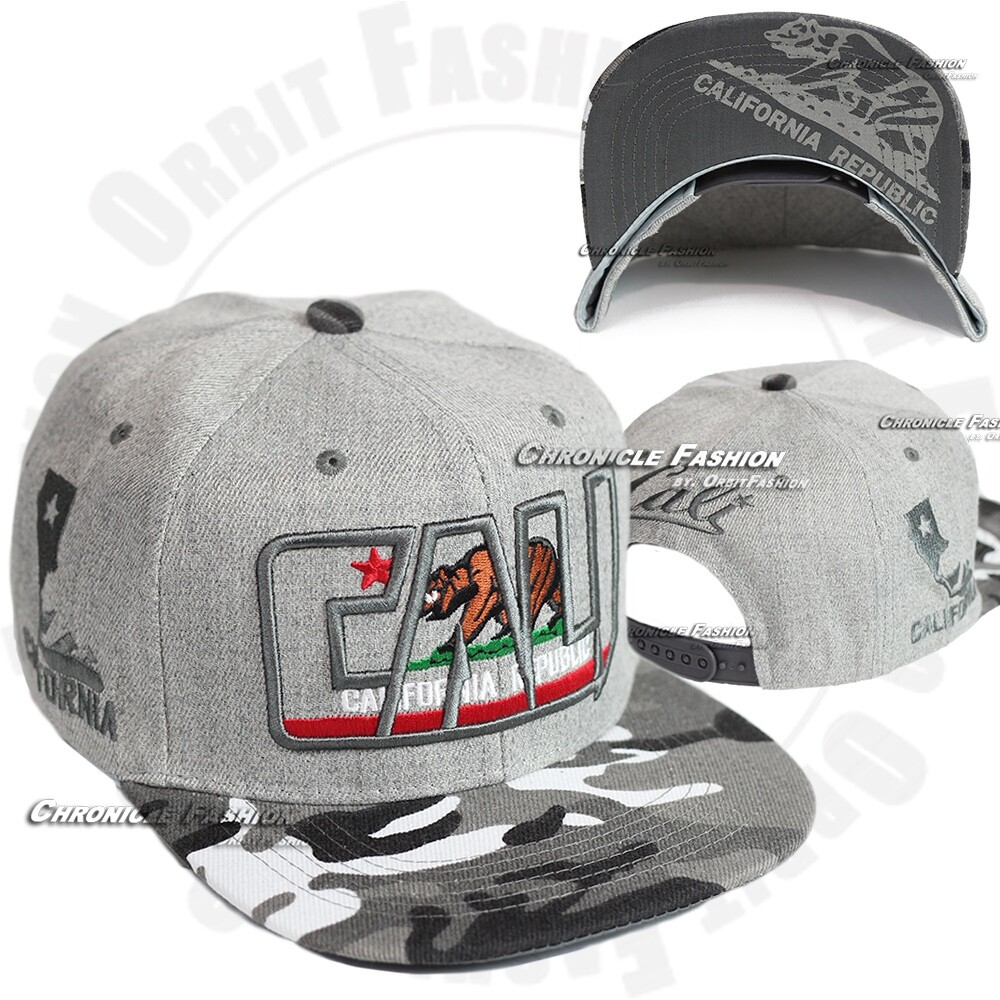 Baseball Cap California Republic Cali Bear Snapback Adjustable Hat Flat Bill Men