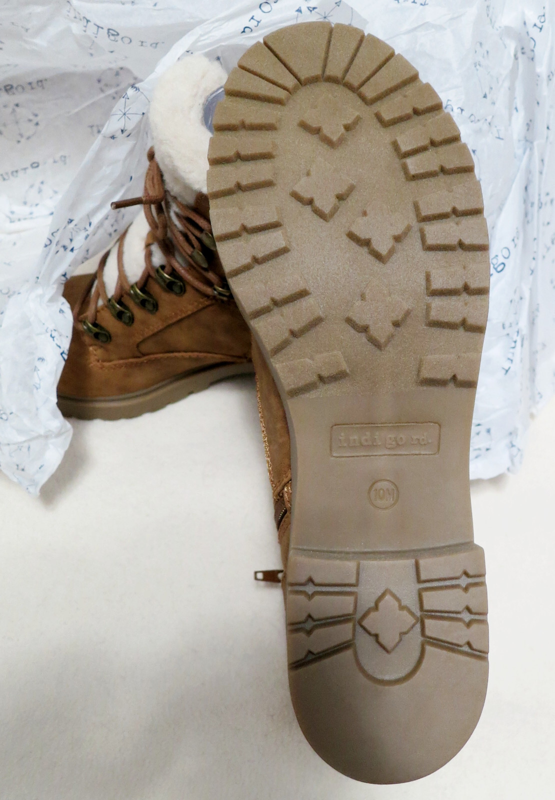Honey Boots Indigo Rd. Brown Suede Ivory Sherpa Mallory Boots Women’s Size 10 M
