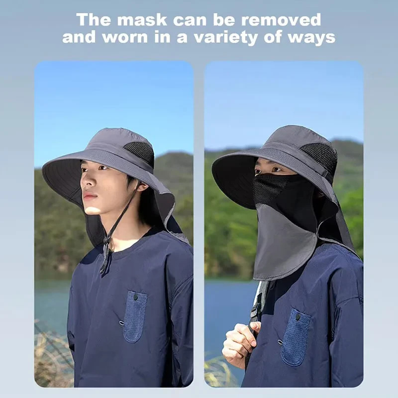Wide Brim Sun Hat UV Protection Bucket Cap For Hiking Camping Fishing Safari Men