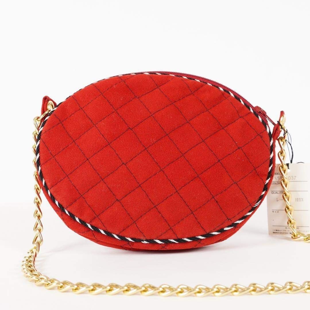 Yves Saint Laurent Shoulder Bag w/Tag Suede Red Size: W:6.7 × H:5.1in. [Unused]