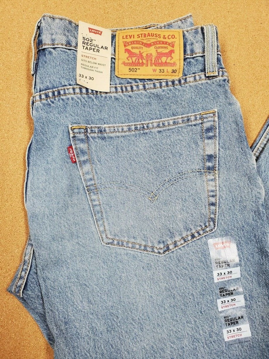 NEW LEVIS MENS 502 REGULAR TAPER DENIM STRETCH BLUE JEANS 295070249 MANY SIZES