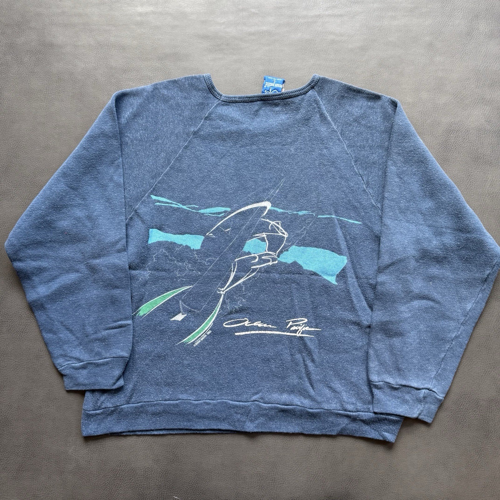 vintage 1985 ocean pacific faded navy blue sweatshirt size large