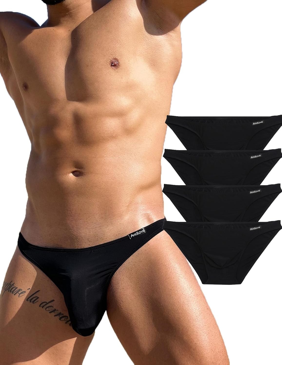 Avidlove Underwear Men 4 Pack Classic Low Rise Stretchy Hip Briefs Bikini