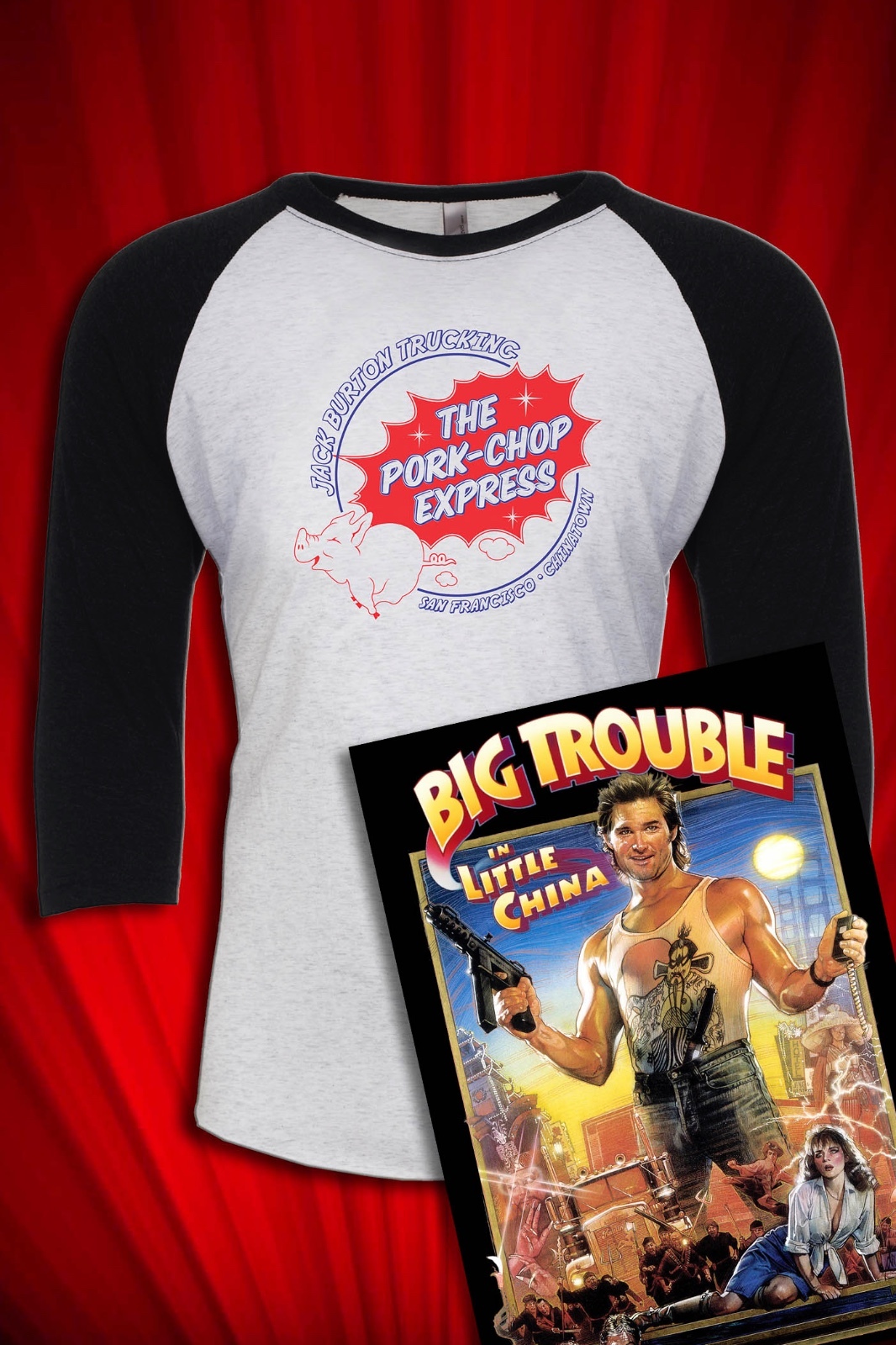 Jack Burton’s Pork Chop Express Vintage Tee T-SHIRT FREE SHIP USA Big Trouble LC
