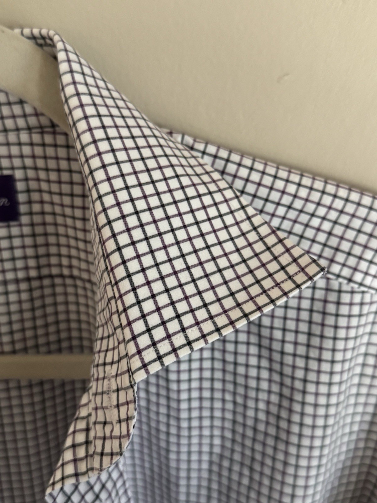 Ralph Lauren Purple Label Check Dress Shirt 15 1/2 Medium Polo Made In Italy