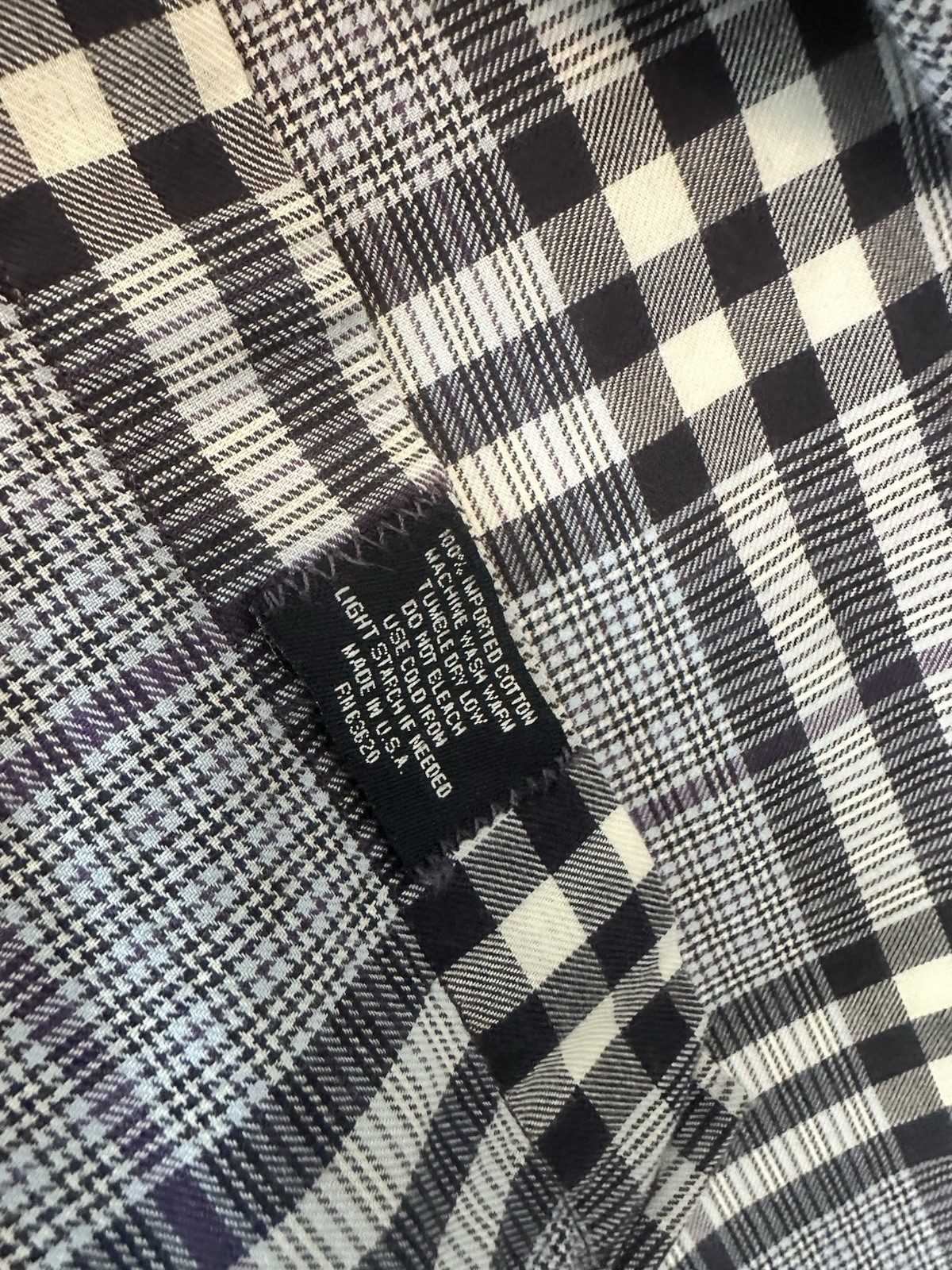 Burberry London Mens Plaid Button Front Shirt Medium Gray Purple Cotton USA