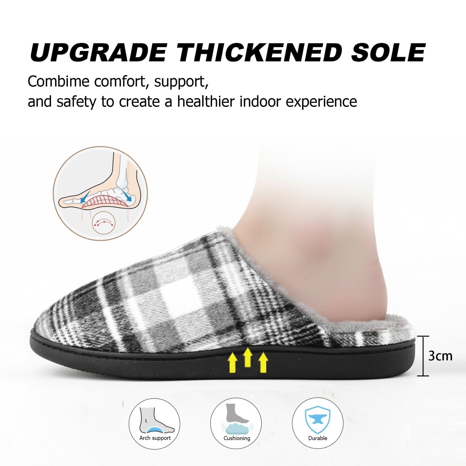 riemot Mens Furry Warm Slippers Memory Foam Slippers Comfortable House Slippers