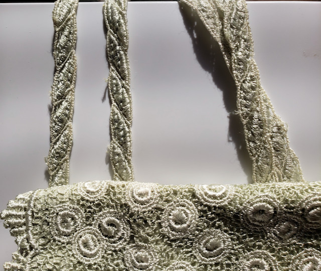 Vintage Magnet Art Lynn Yang Crochet Over Cloth Boho Crossbody Purse