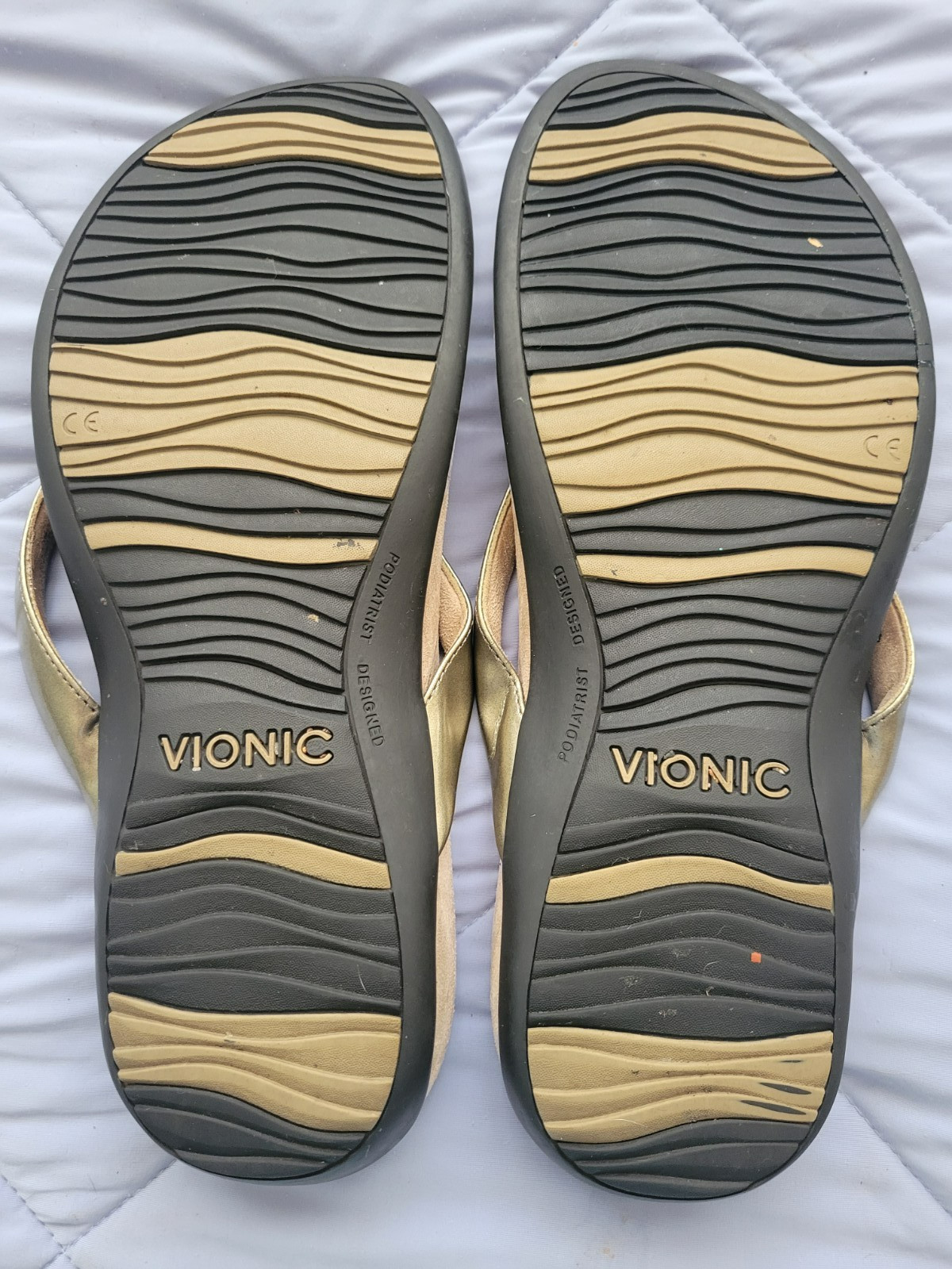 Vionic BELLA II Bow BRONZE Thong Sandals Orthotic Arch Support Flip Flops 11 W