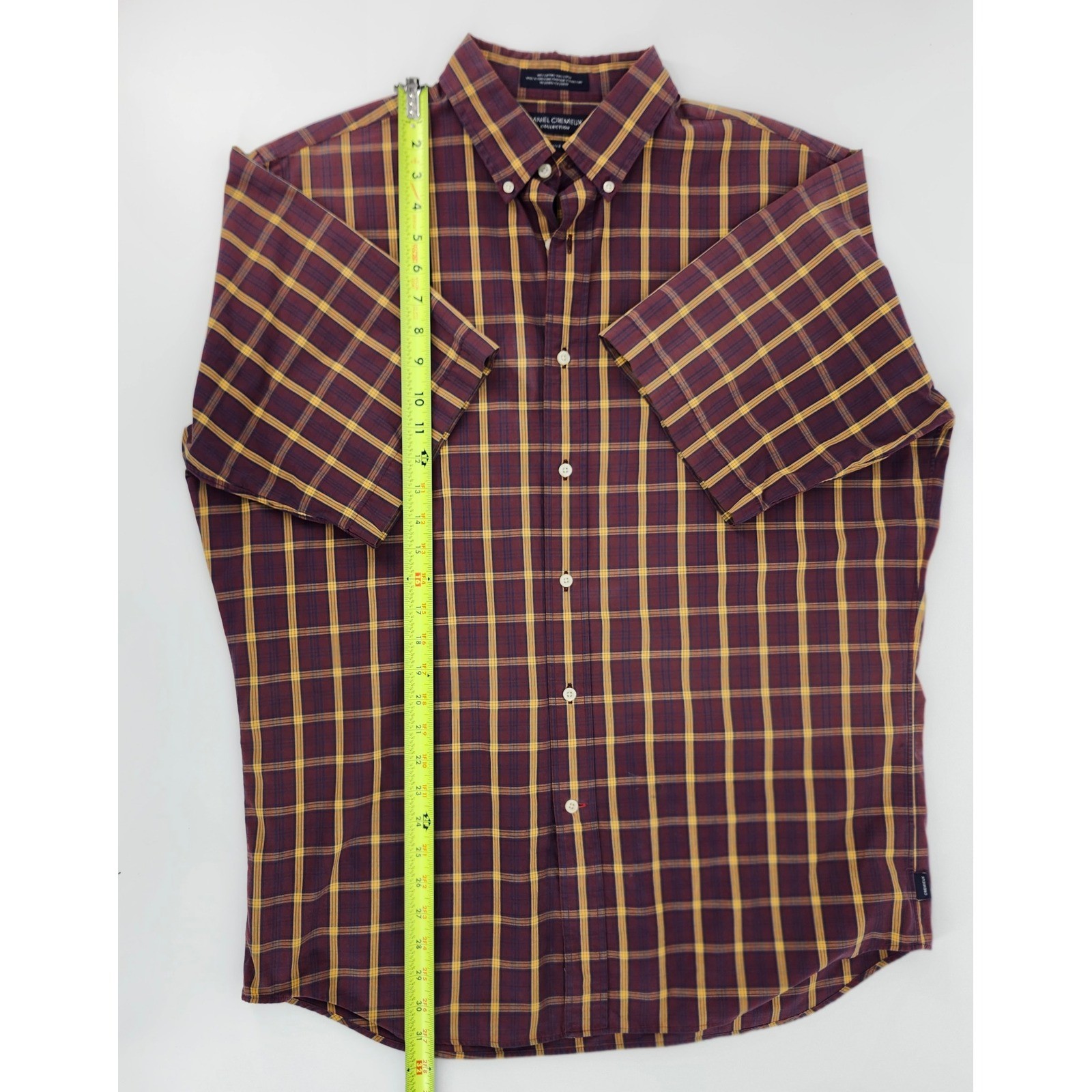 Daniel Cremieux Collection Mens Large Tailored Fit Plaid Short Sleeve Shirt Red