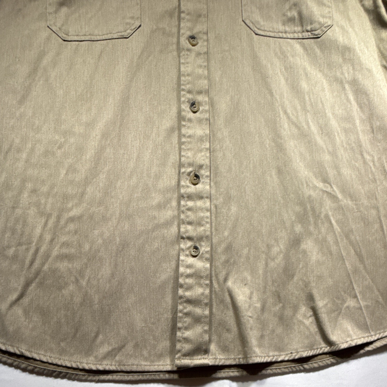 Wrangler Authentics Men’s 2XL Big & Tall Beige Twill Cotton SS Shirt Pockets