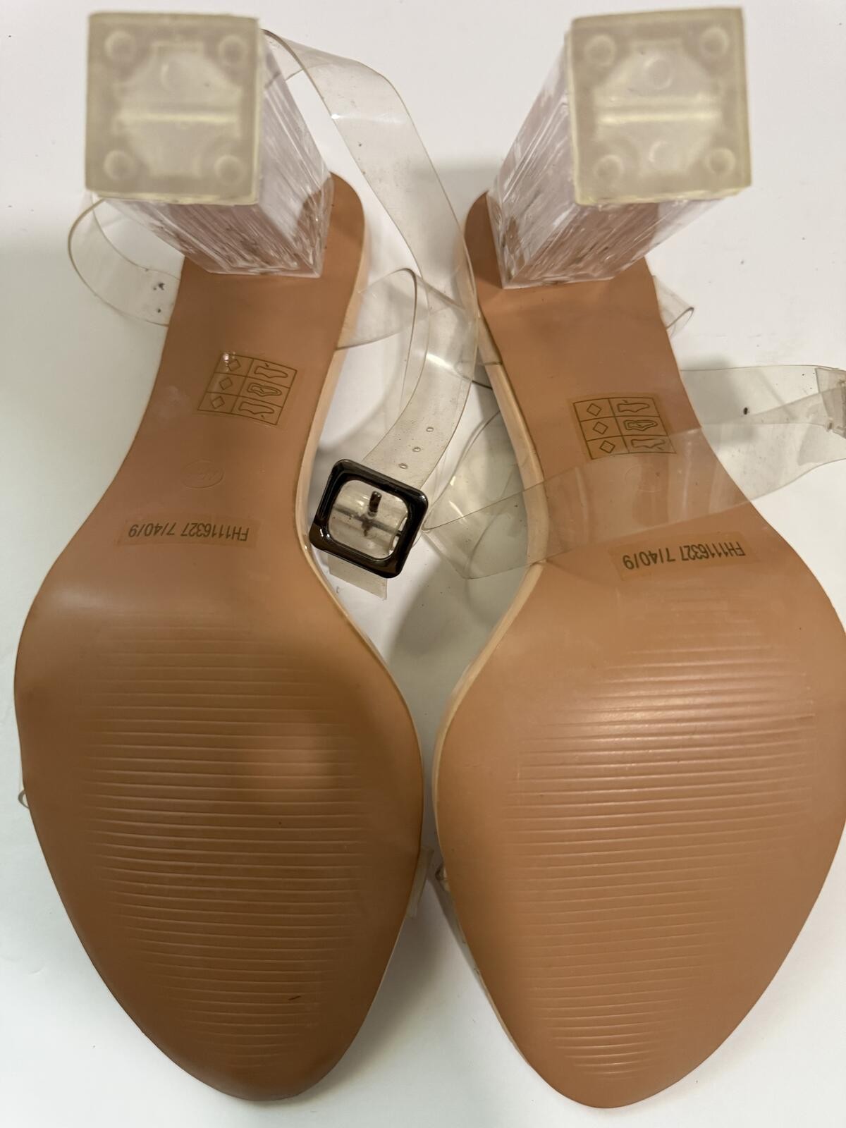 Boohoo clear Strappy chunky heels