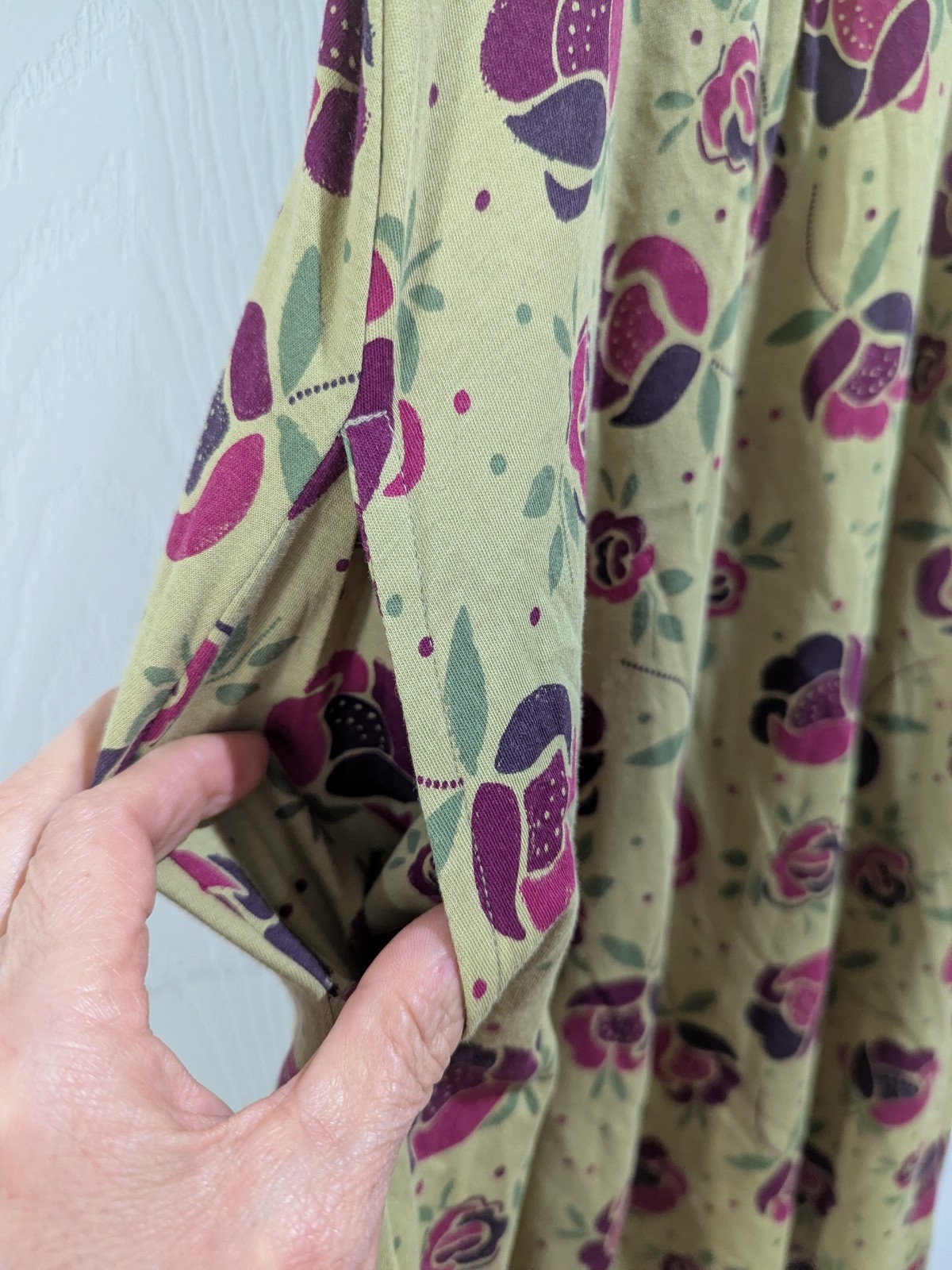 Gudrun Sjoden Knit Jersey Cotton Green Dress Floral Women’s Small