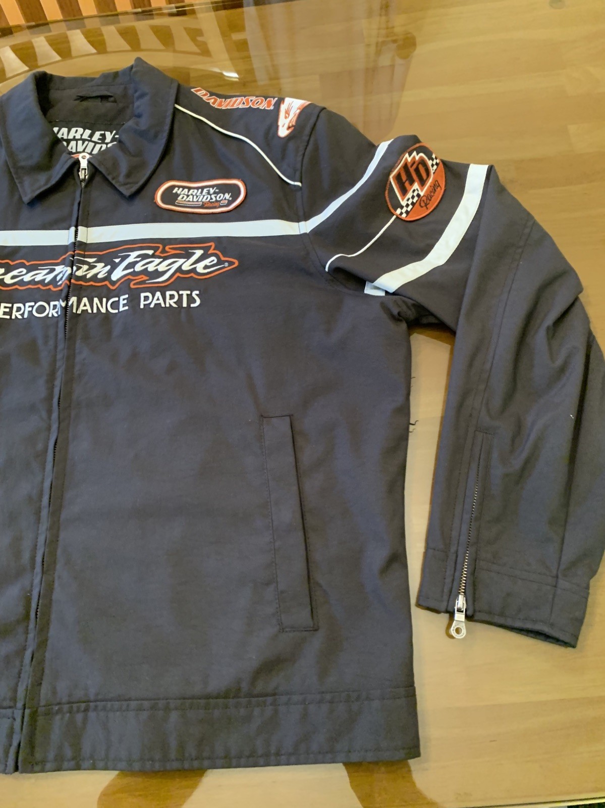 Vintage Harley Davidson Screamin Eagle Racing Black Bird MC Jacket Mens XL