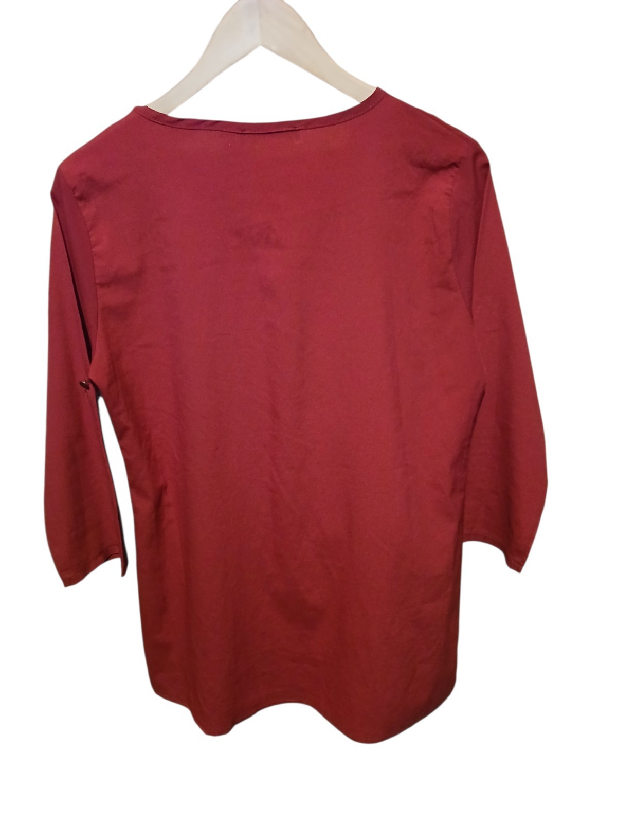 Avori Collection Burgundy Zip Neck Top 3/4 Sleeve UK L EUR 42 Smart Casual