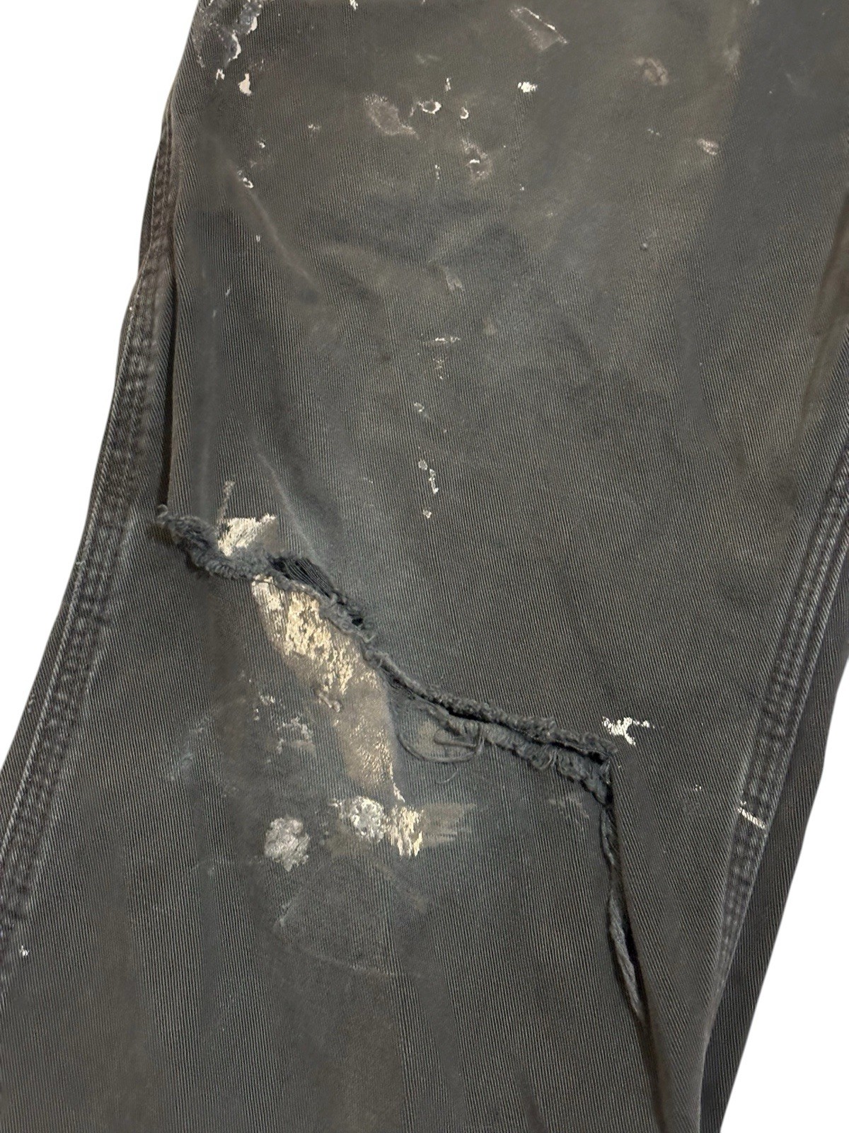 Carhartt Men’s 34×30 B324 Double Front Work Pants Black Grunge Thrashed Holes