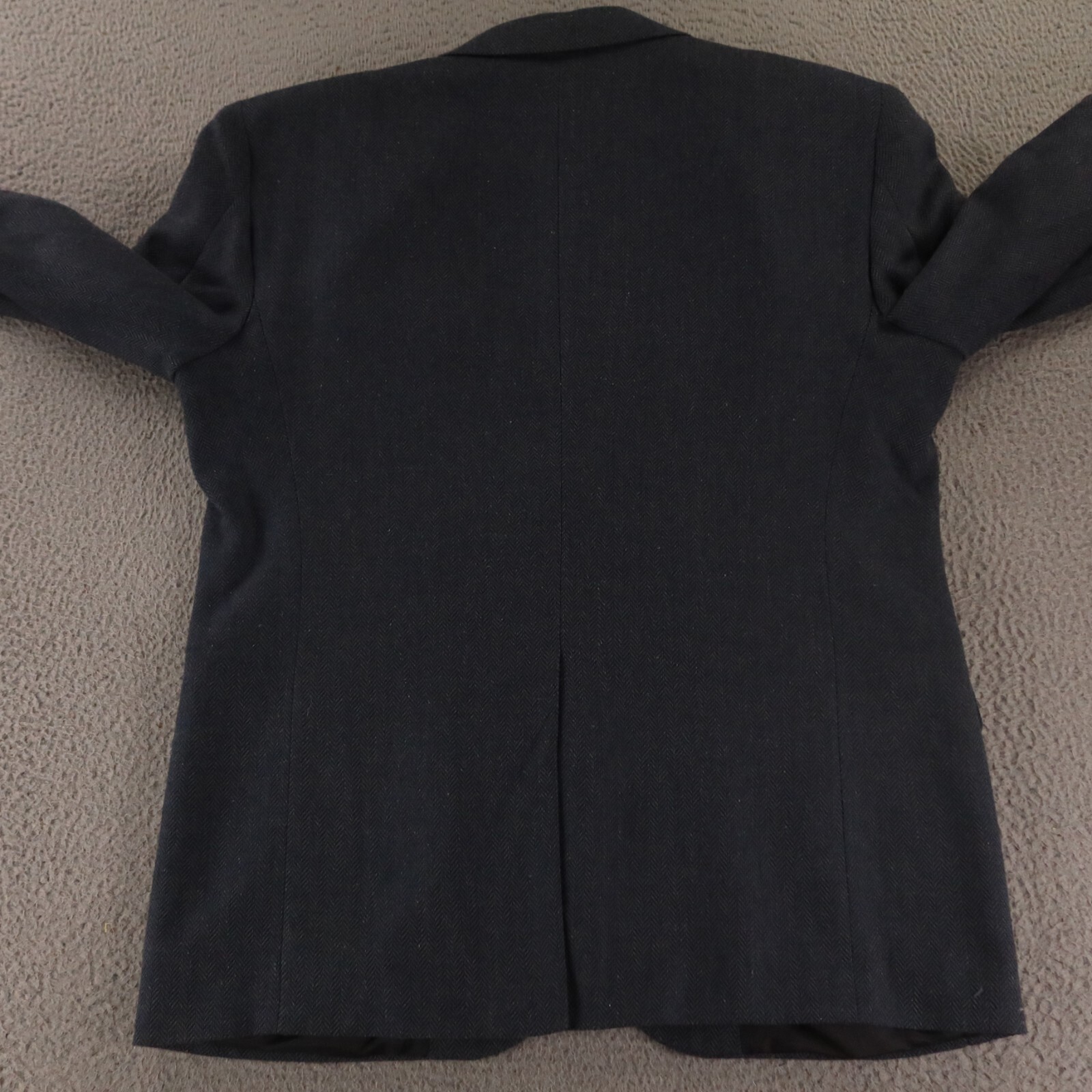 VTG Tweed Jacket XL Blue Marled Herringbone Polyester Wool Silk 42S