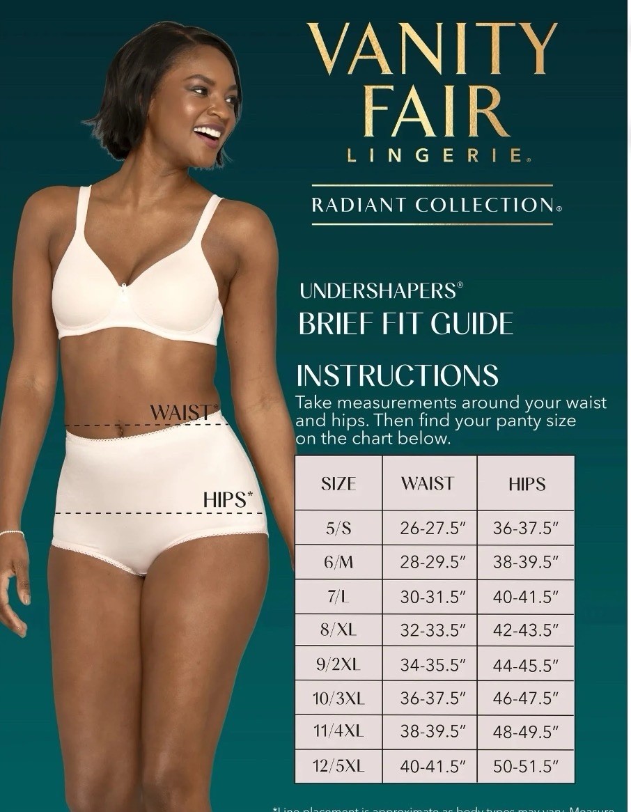 Vanity Fair Radiant Collection 3 Pack Brief Underwear Size 5X Light Control New
