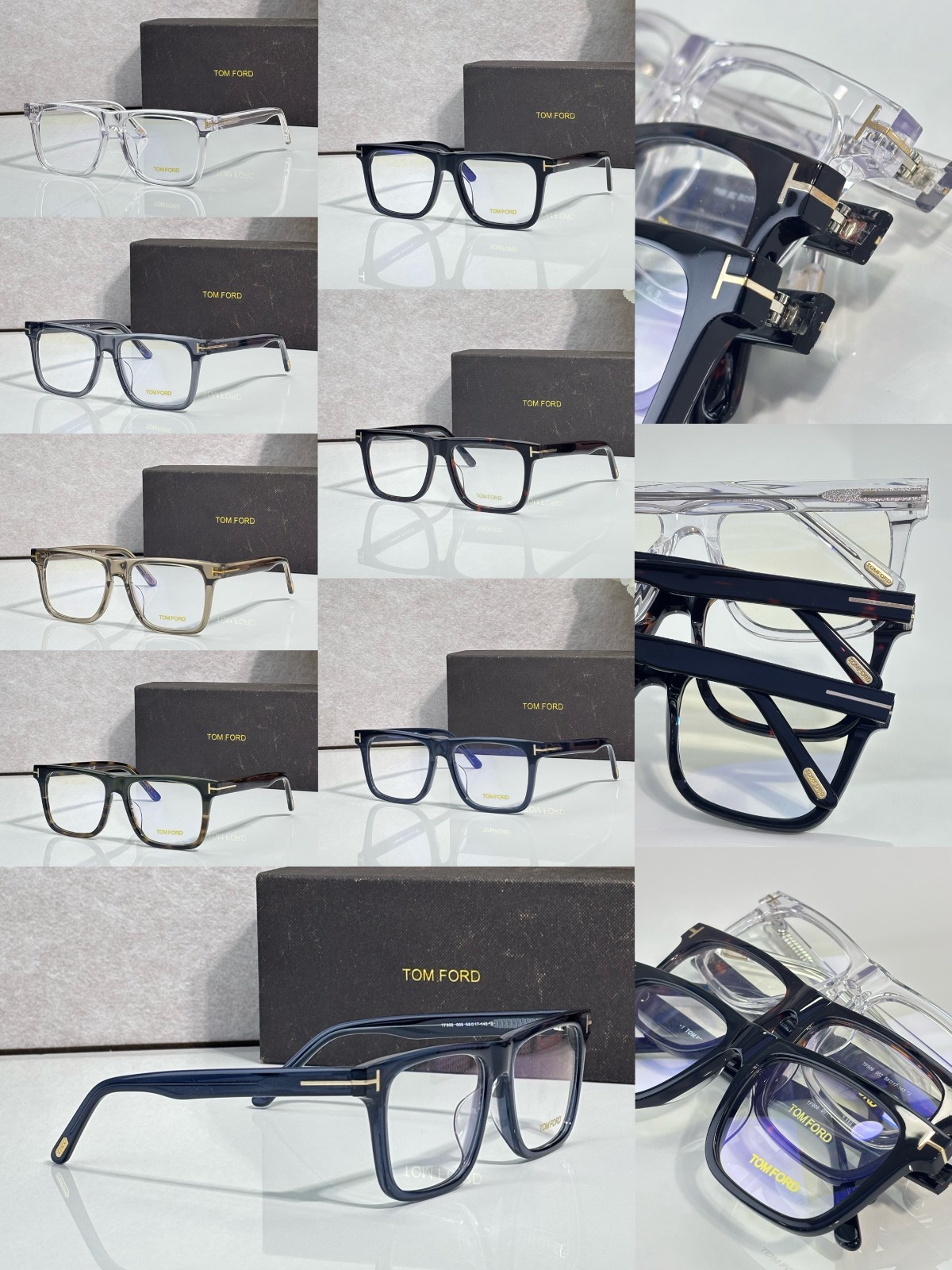 TOM FORD FT906 Dark blue Frame Clear Lenses Eyeglasses Authentic w/ Case