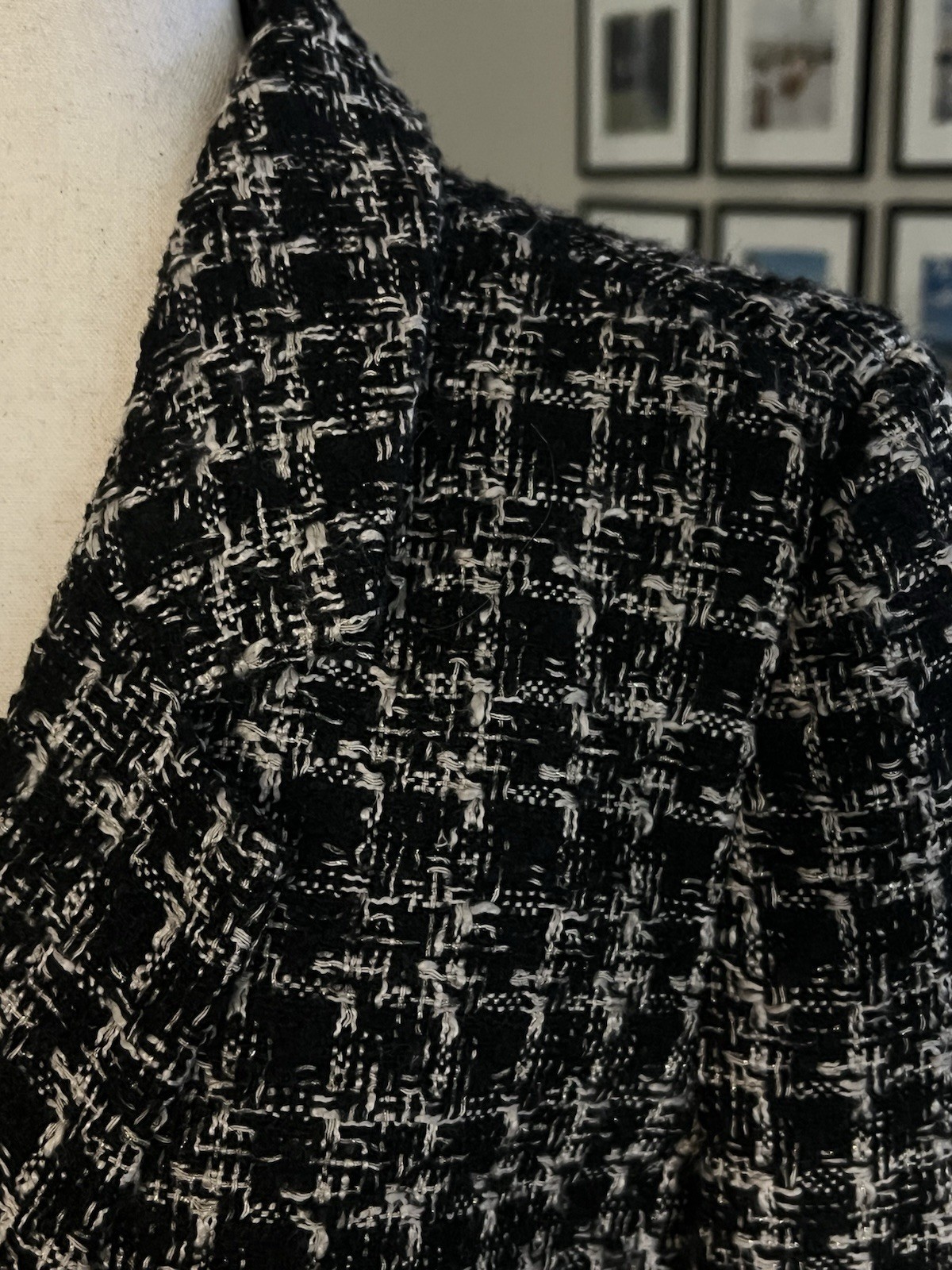 Anine Bing Madeleine Tweed Blazer Lined Double Breasted Jacket Medium