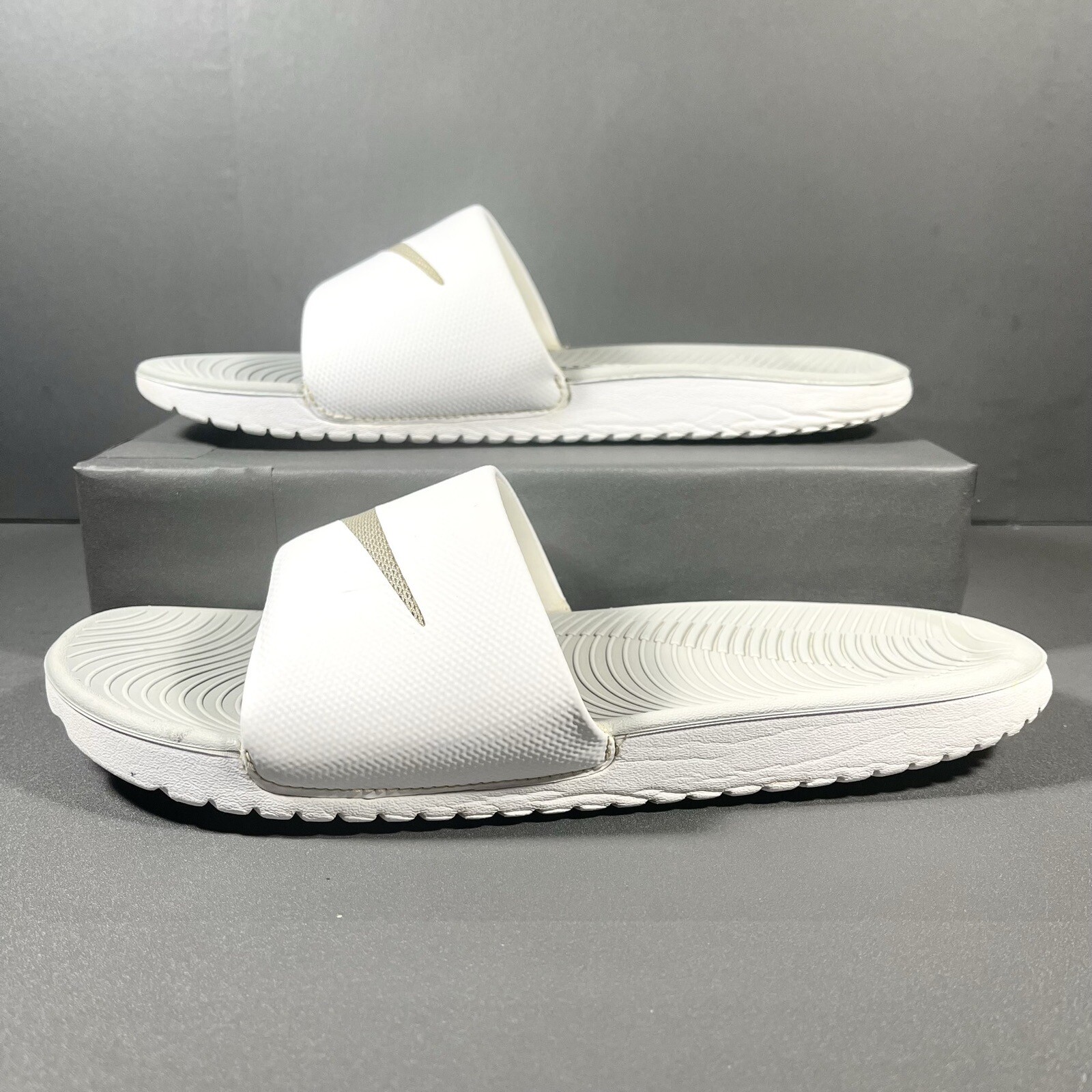 Nike Victori One Slide Men US 7 White Gray Sandal Outdoor Textured Swoosh