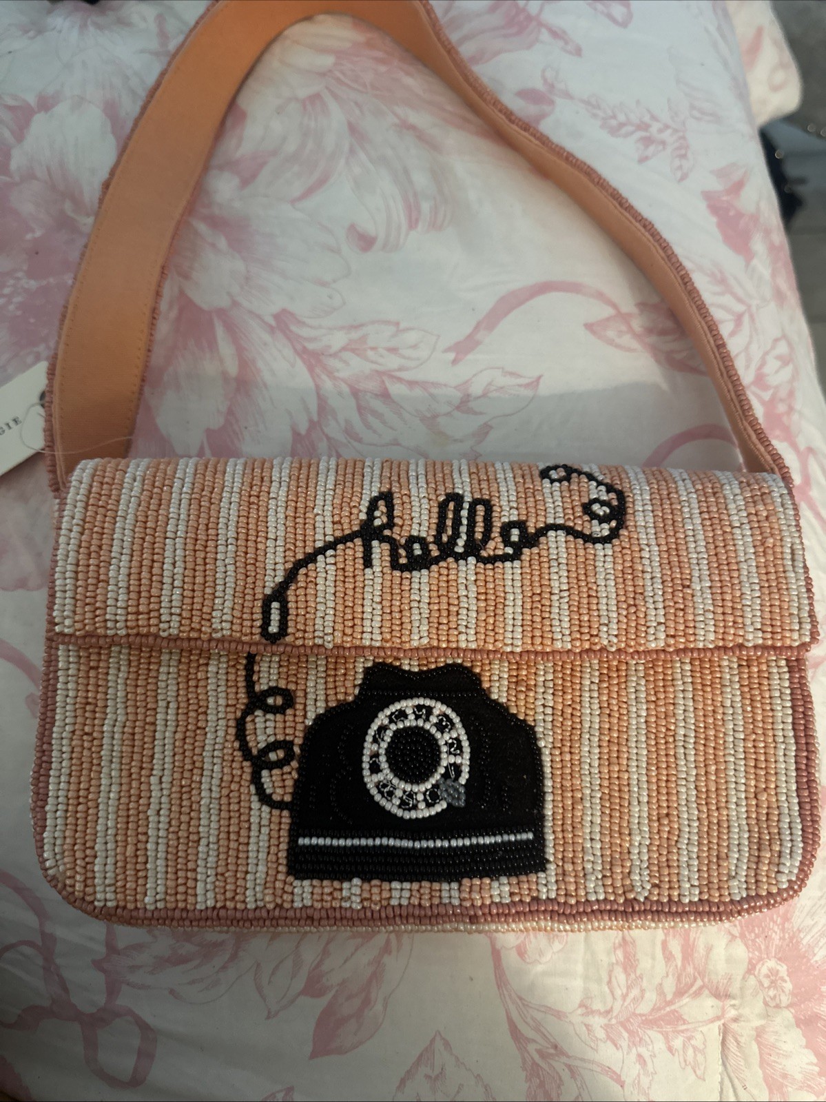 Anthropologie The Fiona Beaded Bag: Icon Edition Call Me NWT Telephone Hello