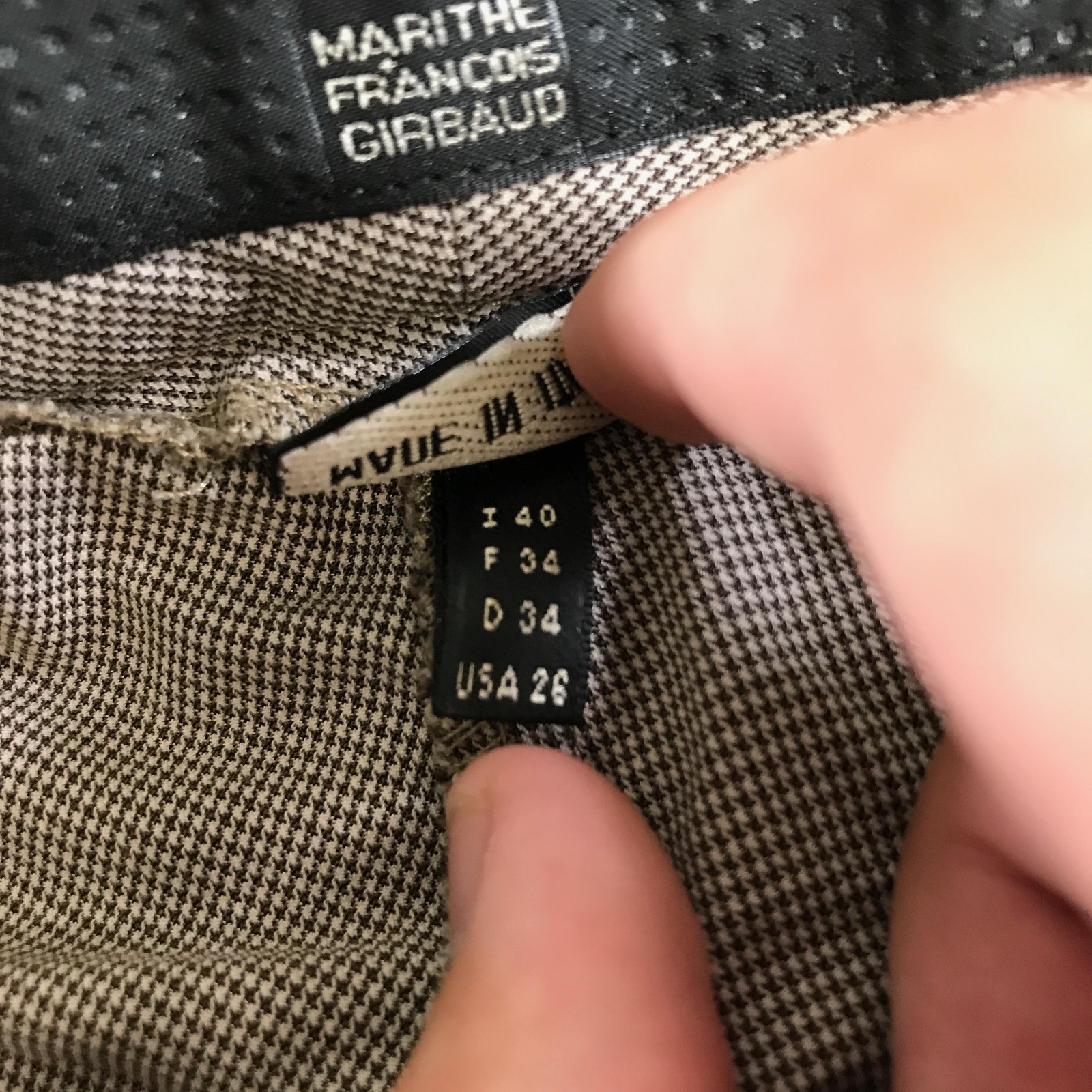 Marithe Francois Girbaud Dress Pants Womens 26 Brown Check Twill Stretch Italy