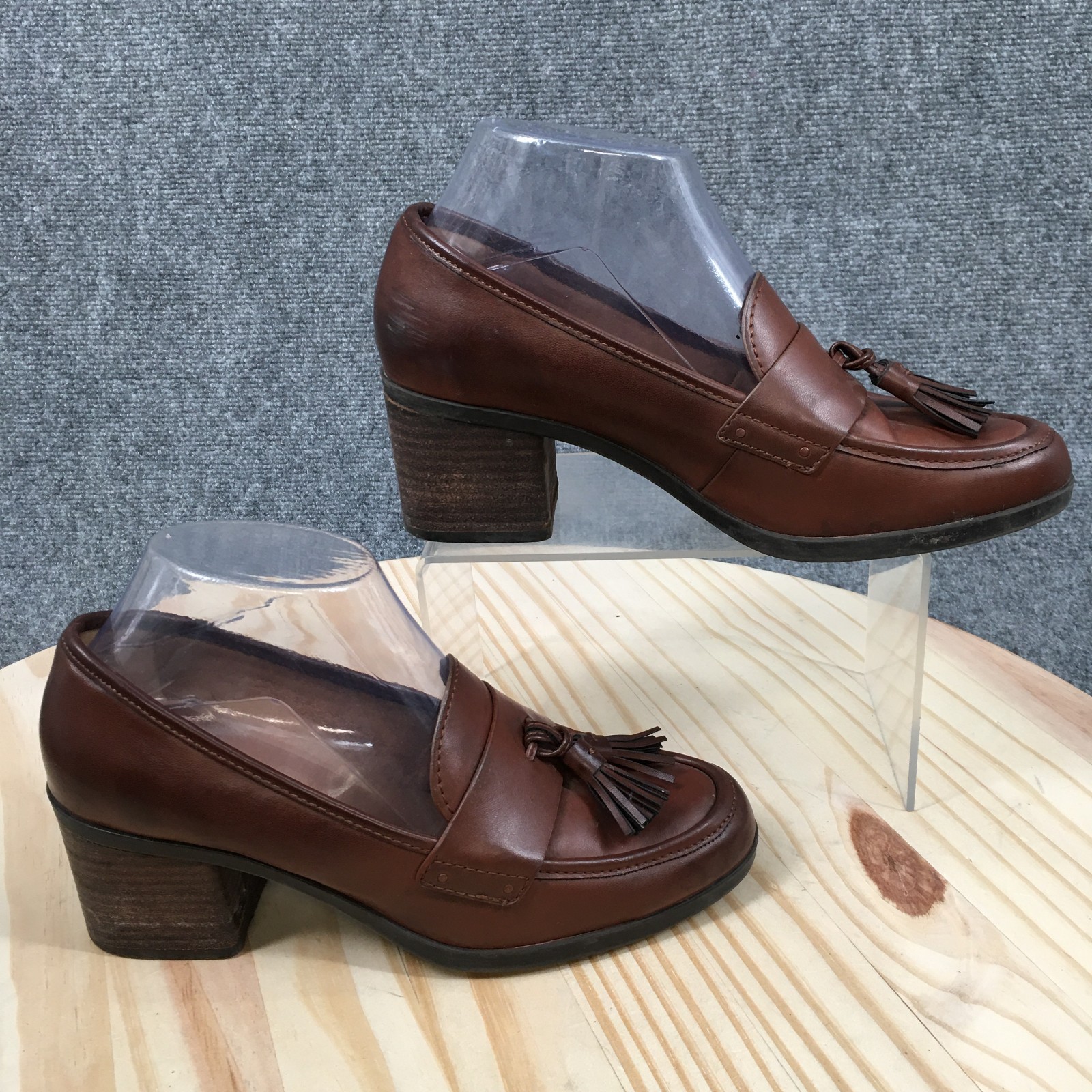 Baretraps Ziloh Shoes Womens 7 M Loafer Tassel Slip On Block Heels Leather Brown