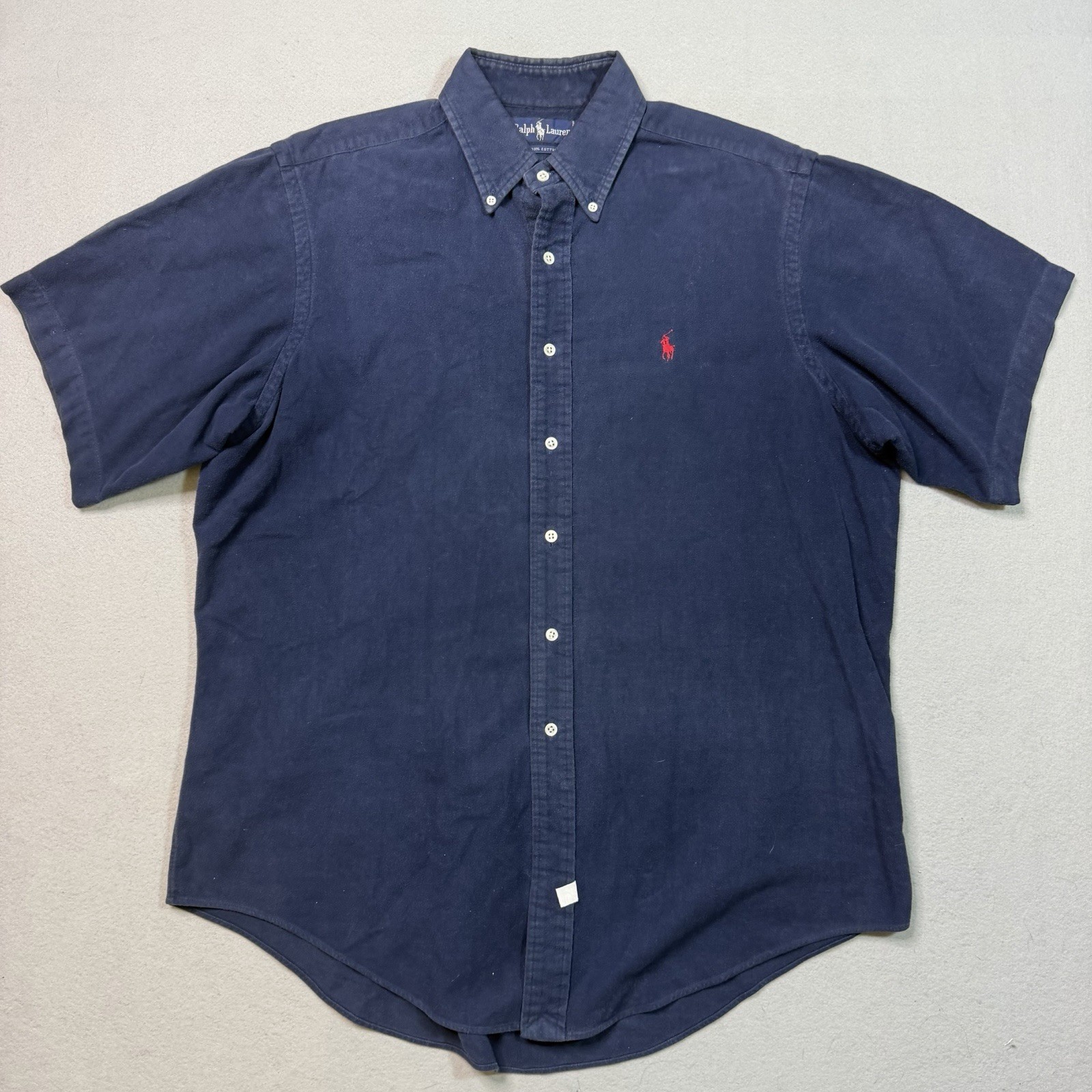Vintage Ralph Lauren Blue Label BLAIRE Shirt Men L Blue Short Sleeve Pony Logo
