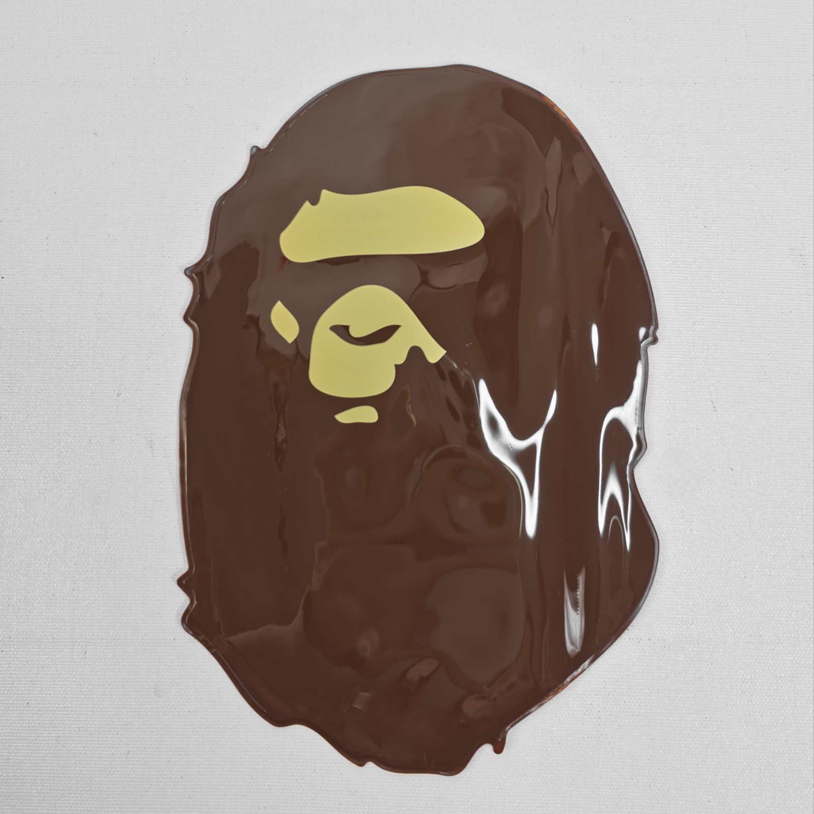 A Bathing Ape PVC Pouch Brown Head Logo Small Zip Bag 5.5″x8.5″ Bape New