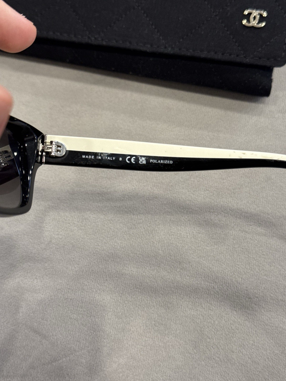 CHANEL 5564-B Square Black Plastic Sunglasses Gray Polarized Women 140mm