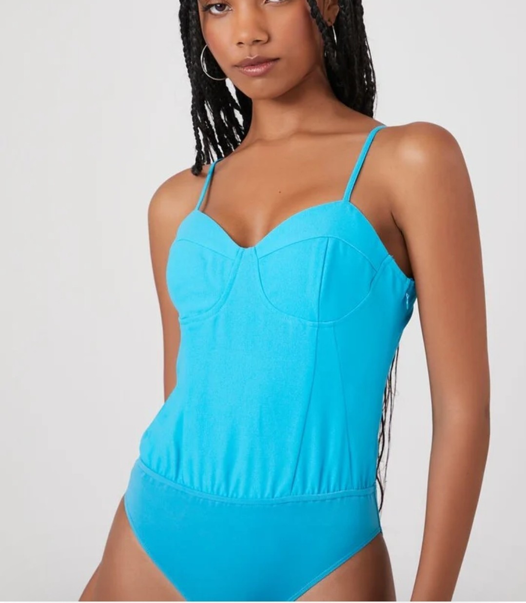 Forever 21 Women’s Bright Turquoise Bustier Cami Bodysuit Size Large NWT