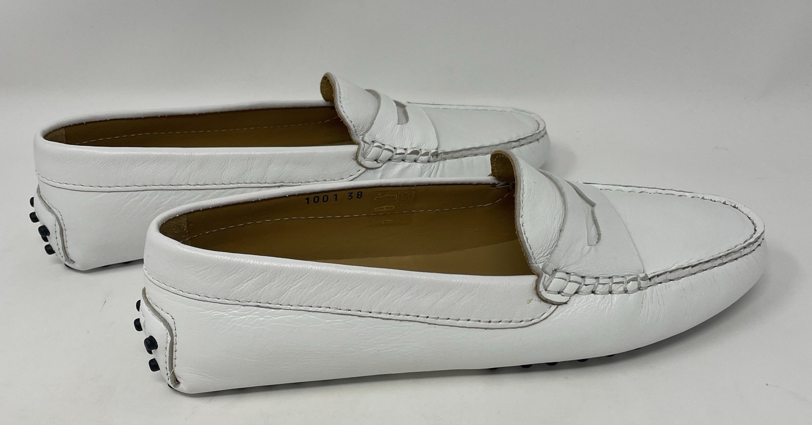 DE.MA Comfort Gommino Driving Moccasin/Loafer White Calfskin Made Italy 7.5 EU38