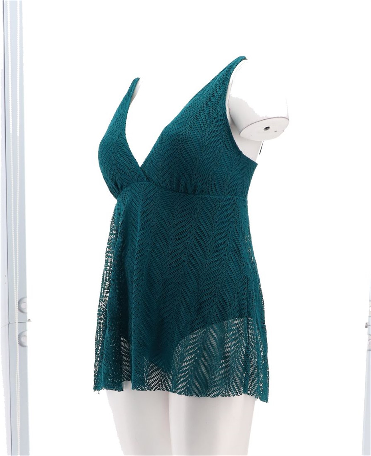 Kim Gravel Swimsuits All Swim Dress Crochet Overlay Moroccan Blue 14 NWOT (461)
