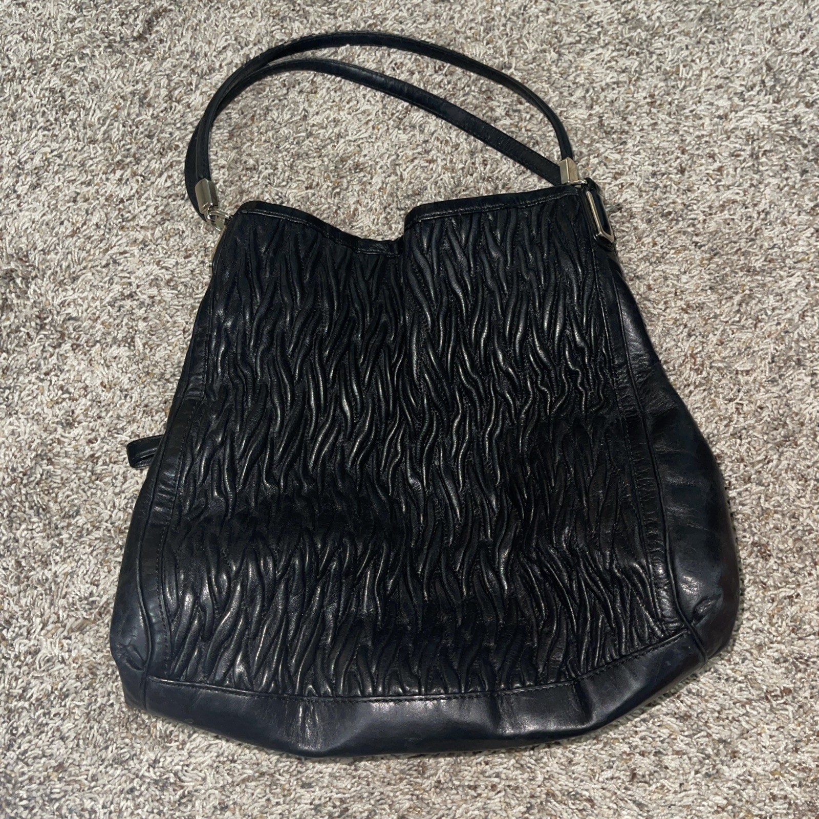 Coach Madison Phoebe Gathered Twist Leather Shoulder Bag Black w/dust bag