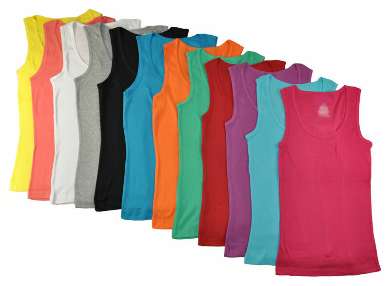 Pajama R Us Women’s 12 Pack Ribbed Tank Tops Size S M L XL XXL