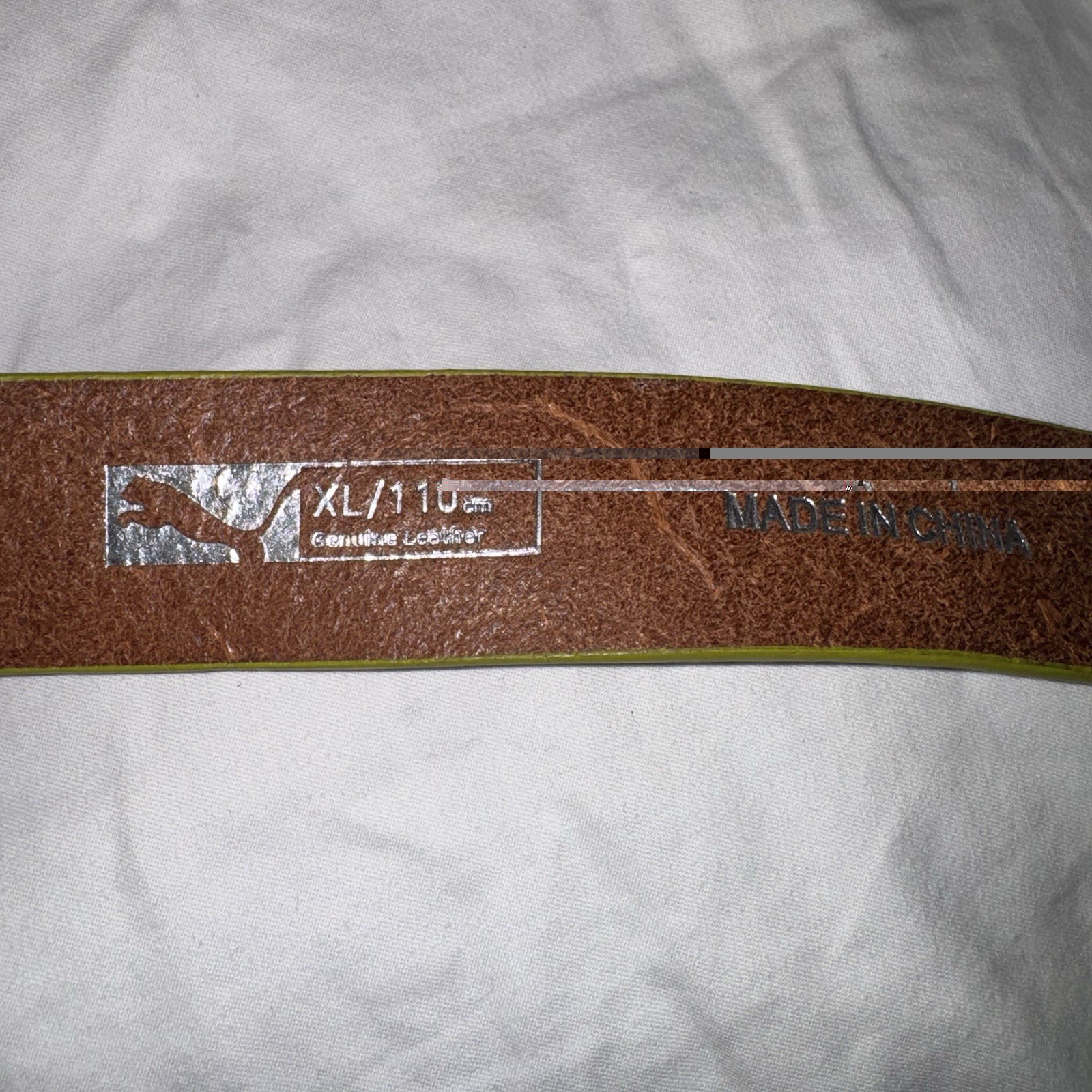 PUMA Lime Green Genuine Leather Adjustable Logo Buckle Men’s Sport Belt Size XL