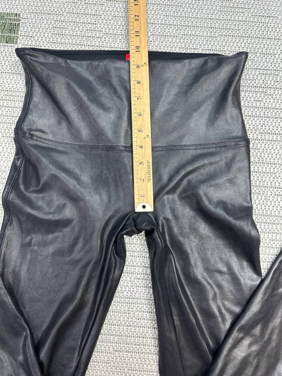 Spanx By Sara Blakely Faux Leather Leggings Womens XL Black Nylon Mid Rise