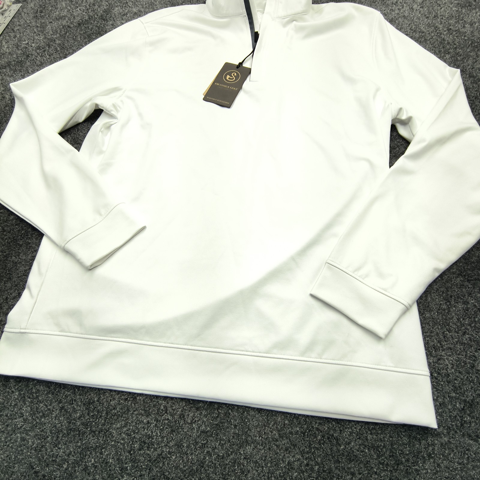 Swannies McKinnon Q Quarter Zip Men’s L White 1/4 Zip Mock Neck Golf Pullover